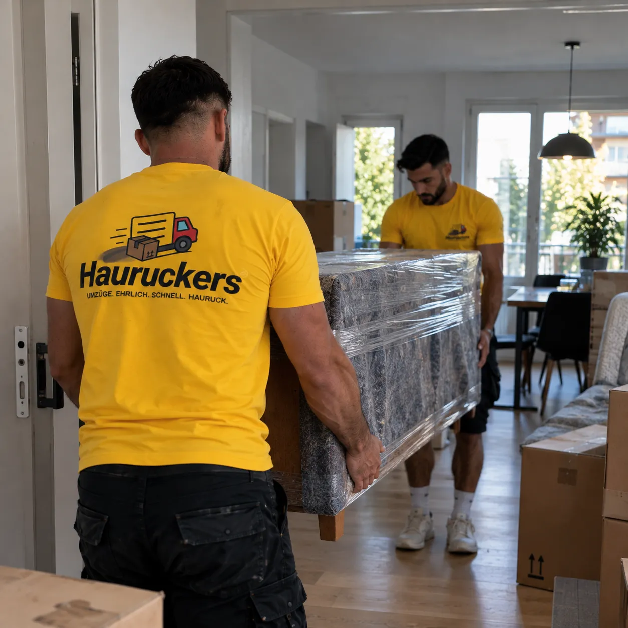 Hauruckers beim Möbeltransport